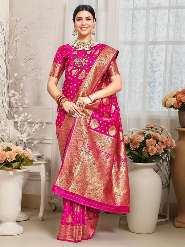 Pink_Woven_Banarasi_Art_Silk_Saree_For_Women
