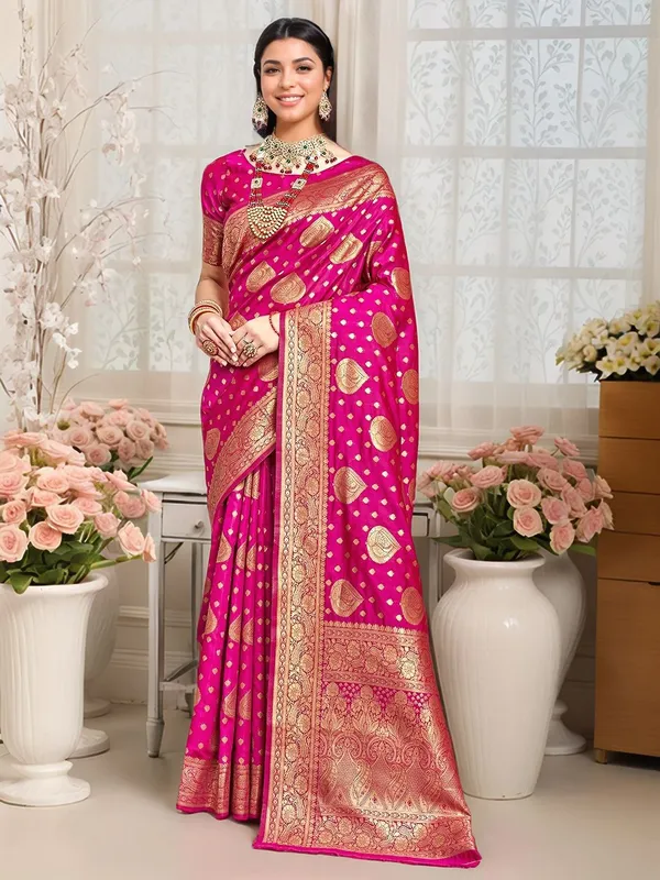 Pink_Woven_Banarasi_Art_Silk_Saree_For_Women