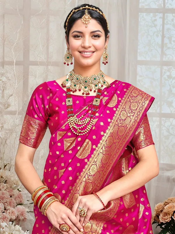 Pink_Woven_Banarasi_Art_Silk_Saree_For_Women