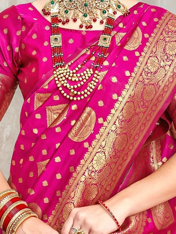 Pink_Woven_Banarasi_Art_Silk_Saree_For_Women