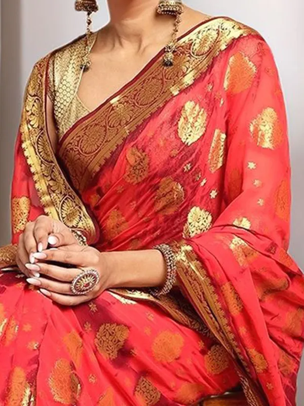 Red_Woven_Tie_&_Dye_Nylon_Silk_Saree_For_Women