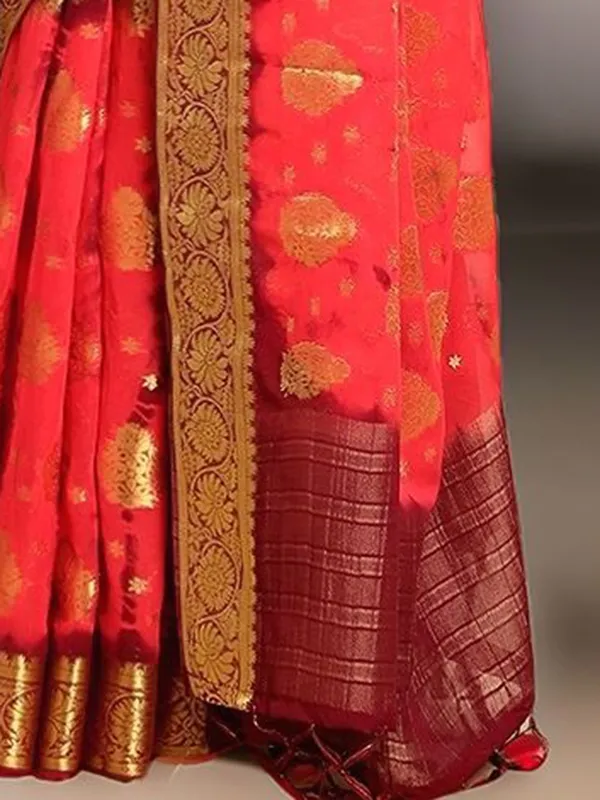 Red_Woven_Tie_&_Dye_Nylon_Silk_Saree_For_Women