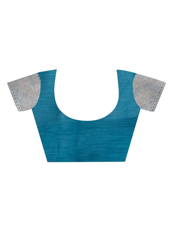 Blue_Woven_Banarasi_Linen_Blend_Saree_For_Women