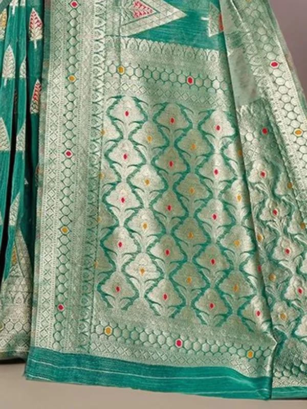 Green_Woven_Chanderi_Linen_Blend_Saree_For_Women