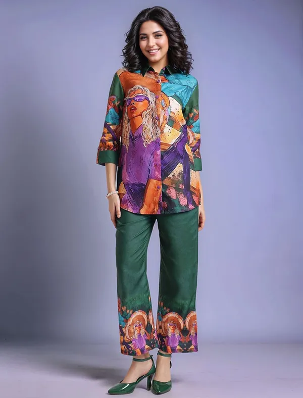 Green_Digital_Printed_Cotton_Blend_Shirt_With_Printed_Cotton_Blend_Trouser_For_Women