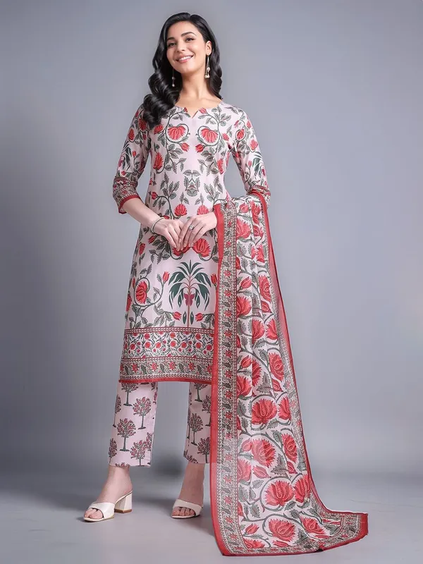 Off_White_Floral_Printed_Cotton_Blend_Straight_Kurta_With_Printed_Cotton_Blend_Trouser_And_Printed_Dupatta_For_Women