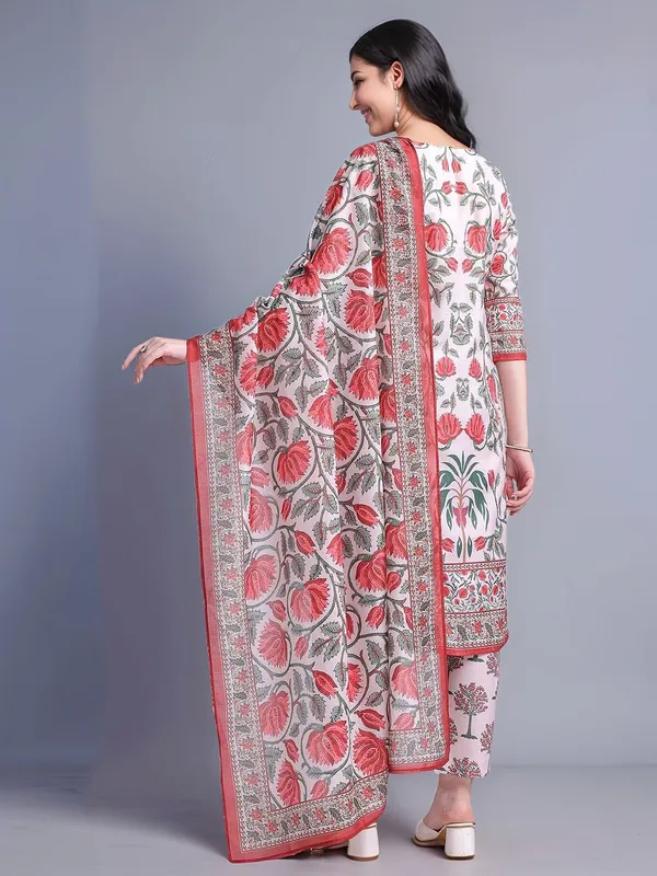 Off_White_Floral_Printed_Cotton_Blend_Straight_Kurta_With_Printed_Cotton_Blend_Trouser_And_Printed_Dupatta_For_Women