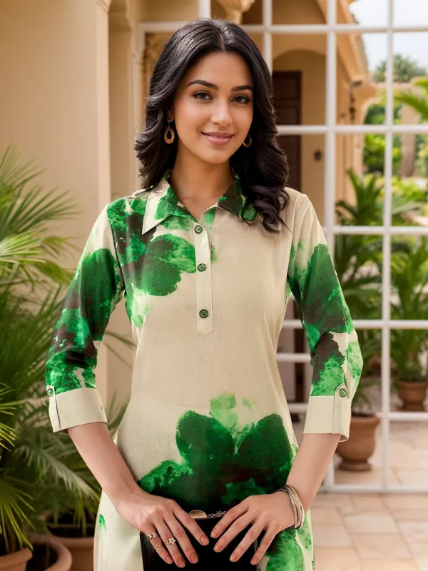 Women_Cream_Cotton_Blend_Floral_printed_Straight_kurta_&_printed_Trousers