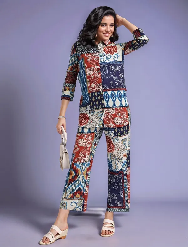 Multicolour_Digital_Printed_Cotton_Blend_Shirt_With_Printed_Cotton_Blend_Trouser_For_Women
