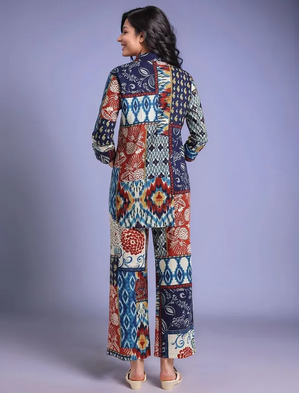 Multicolour_Digital_Printed_Cotton_Blend_Shirt_With_Printed_Cotton_Blend_Trouser_For_Women