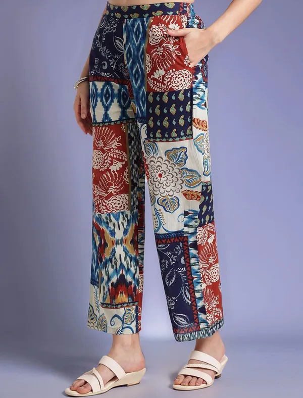 Multicolour_Digital_Printed_Cotton_Blend_Shirt_With_Printed_Cotton_Blend_Trouser_For_Women