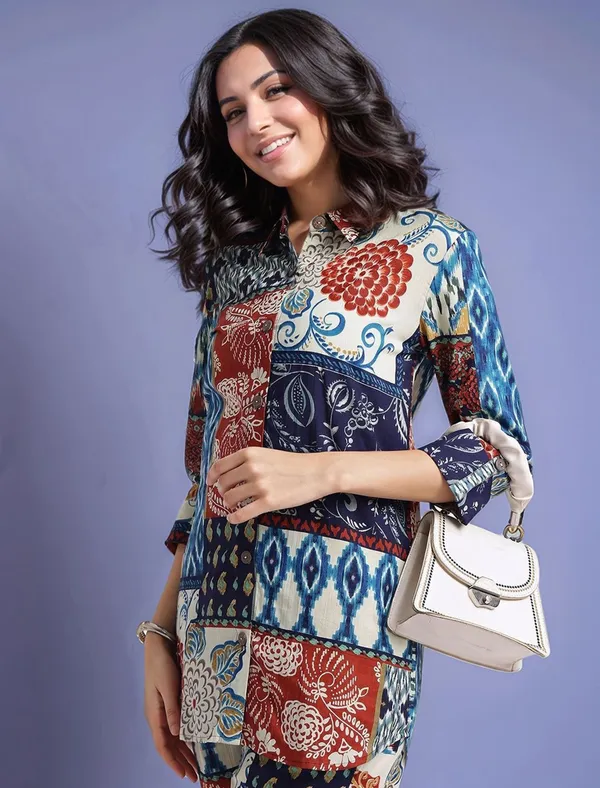Multicolour_Digital_Printed_Cotton_Blend_Shirt_With_Printed_Cotton_Blend_Trouser_For_Women