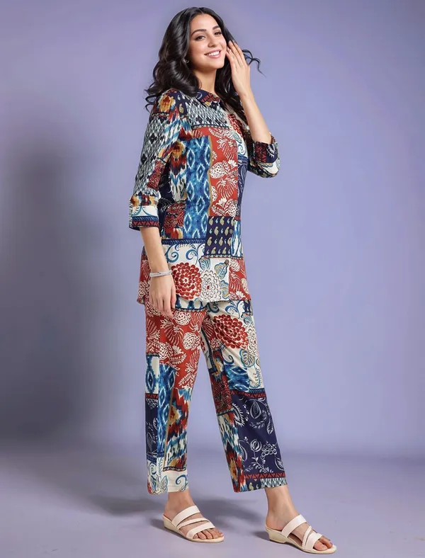 Multicolour_Digital_Printed_Cotton_Blend_Shirt_With_Printed_Cotton_Blend_Trouser_For_Women