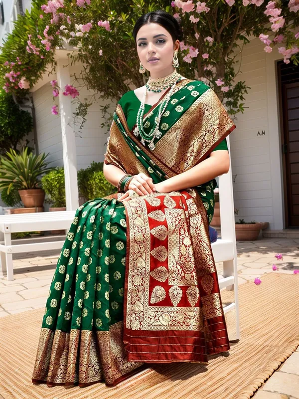 Green_Woven_Banarasi_Art_Silk_Saree_For_Women