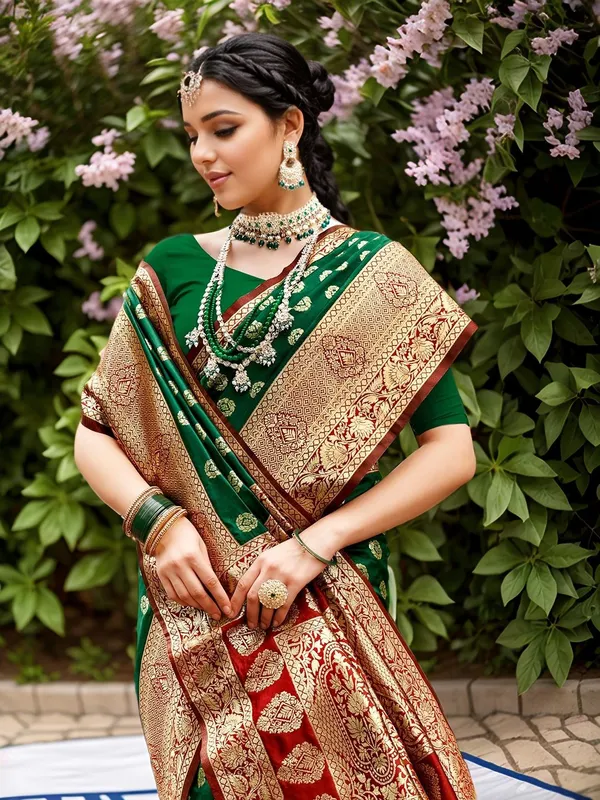 Green_Woven_Banarasi_Art_Silk_Saree_For_Women