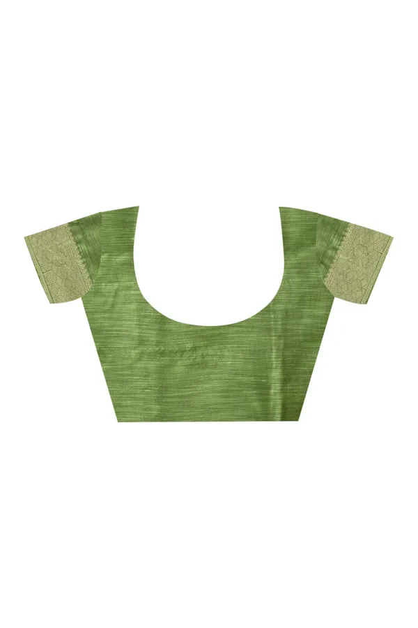 Lime_Green_Woven_Banarasi_Linen_Blend_Saree_For_Women