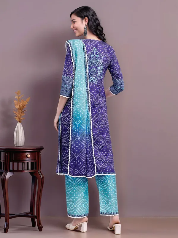 Women_Bandhani_Printed_Purple_Cotton_blend_Straight_Kurta_Set_with_Crosio_Lace_&_Ombre_Dupatta