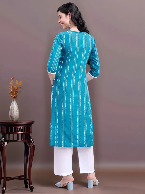 Women_Aqua_blue_Pure_Cotton_Handloom_Kurta_with_Thread_Work_and_Sequins_Embroidery_on_Yoke