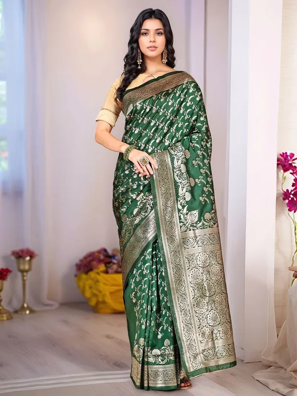 Green_Woven_Banarasi_Art_Silk_Saree_For_Women