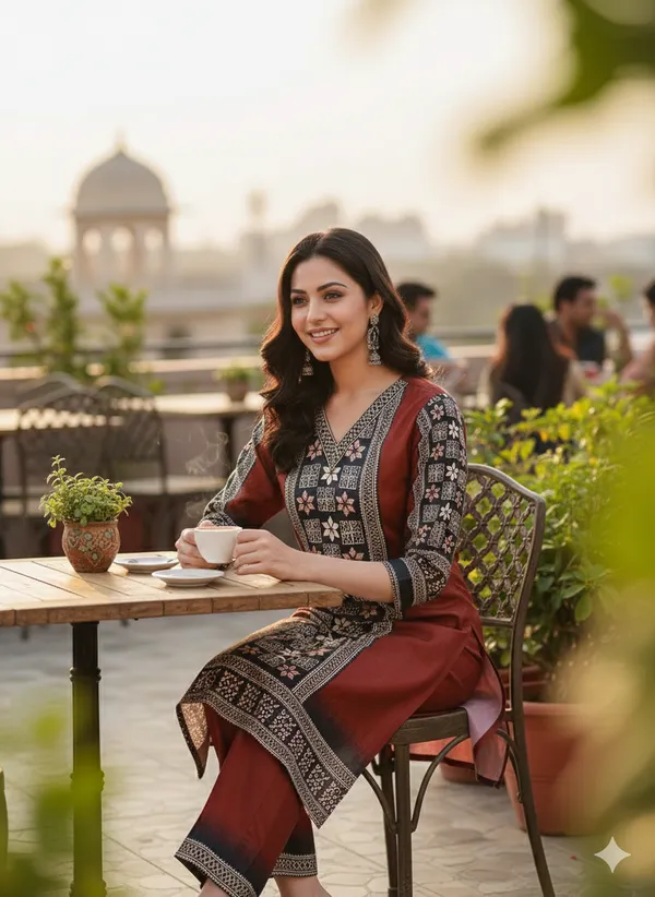 Women_Rust_&_Black_Digital_Printed_Cotton_Blend_Straight_Kurta_with_Trousers