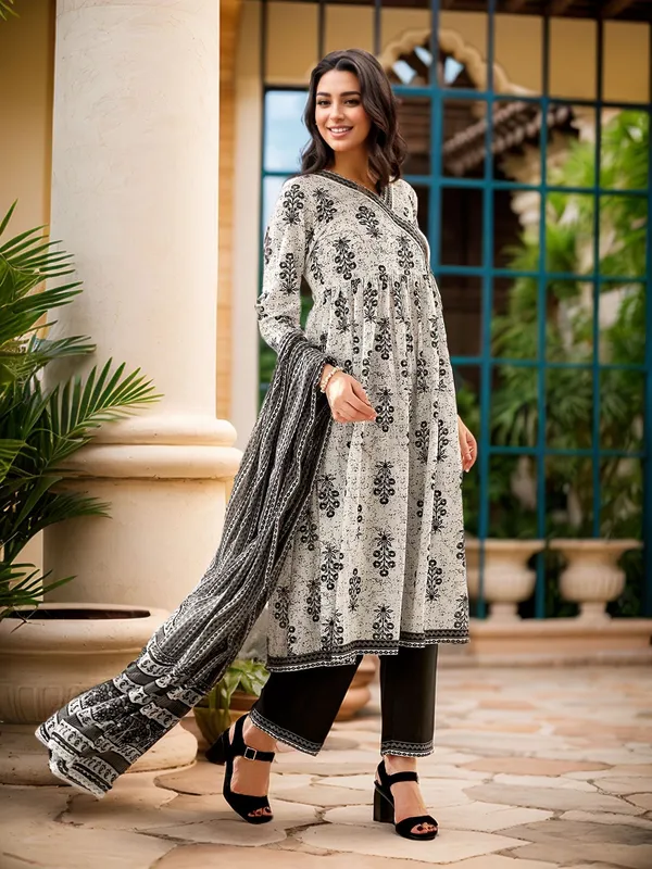 Women_White_and_Black_Cotton_Blend_Hand_block_printed_Angarakha_Kurta_Set_&_Printed_Dupatta
