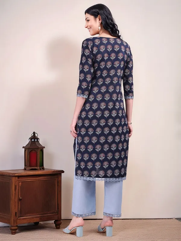 Blue_Ethnic_Motifs_Printed_Pure_Cotton_Straight_Kurta_With_Solid_Cotton_Blend_Trouser_For_Women