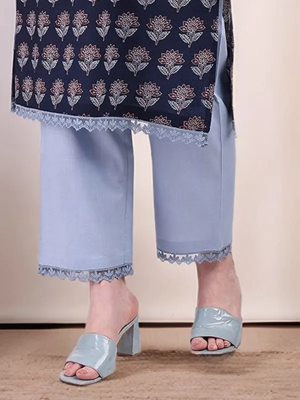 Blue_Ethnic_Motifs_Printed_Pure_Cotton_Straight_Kurta_With_Solid_Cotton_Blend_Trouser_For_Women