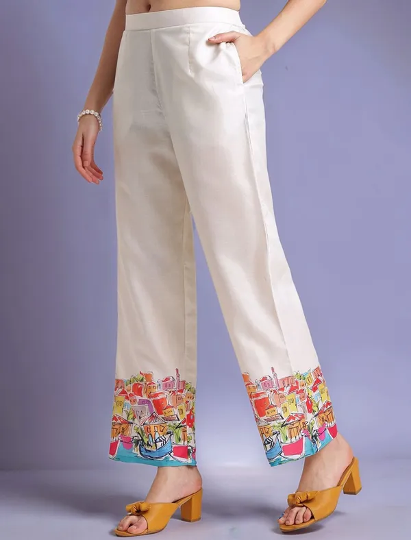 Cream_Abstract_Printed_Cotton_Blend_Shirt_With_Printed_Cotton_Blend_Trouser_For_Women