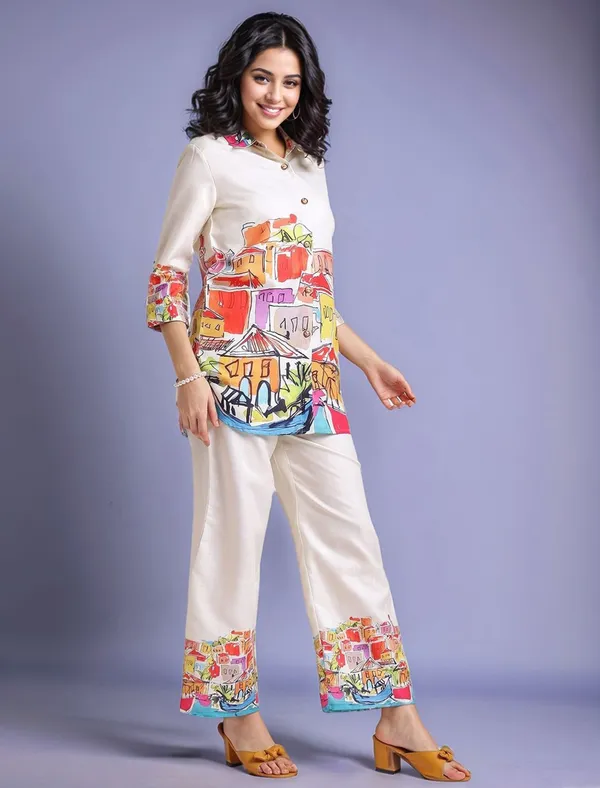 Cream_Abstract_Printed_Cotton_Blend_Shirt_With_Printed_Cotton_Blend_Trouser_For_Women