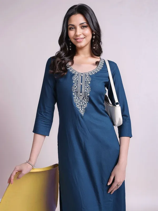 Teal_Blue_Teal_Blue_Embroidered_Viscose_Rayon_Straight_Kurta_For_Women