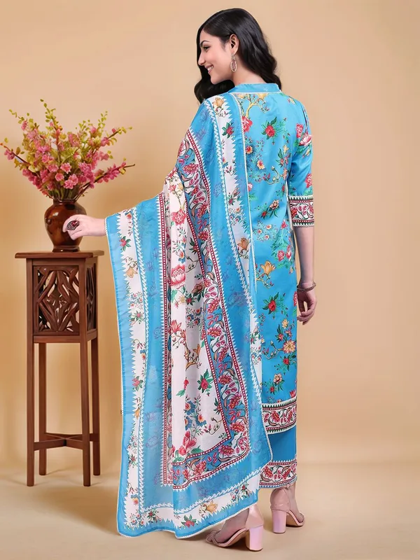 Blue_Floral_Printed_Pure_Cotton_Straight_Kurta_With_Printed_Pure_Cotton_Trouser_And_Printed_Dupatta_For_Women