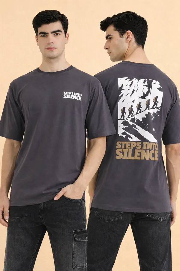 Grey_Cotton_Steps_Into_Silence_T-Shirt_For_Men