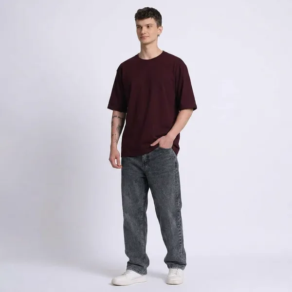Plum_Wine_Cotton_T-Shirt_For_Men