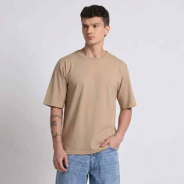 Dune_Beige_Cotton_T-Shirt_For_Men