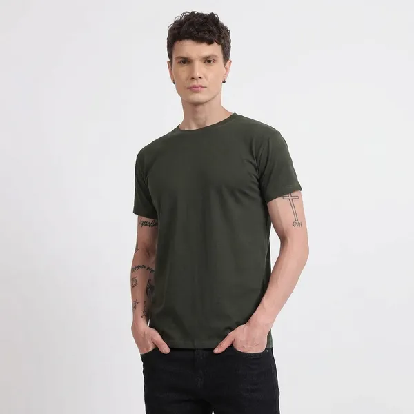 Olive_Green_Cotton_T-Shirt_For_Men