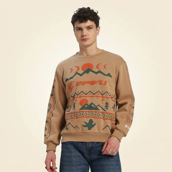 Beige_Cotton,_Fleece_Sweatshirt_For_Men