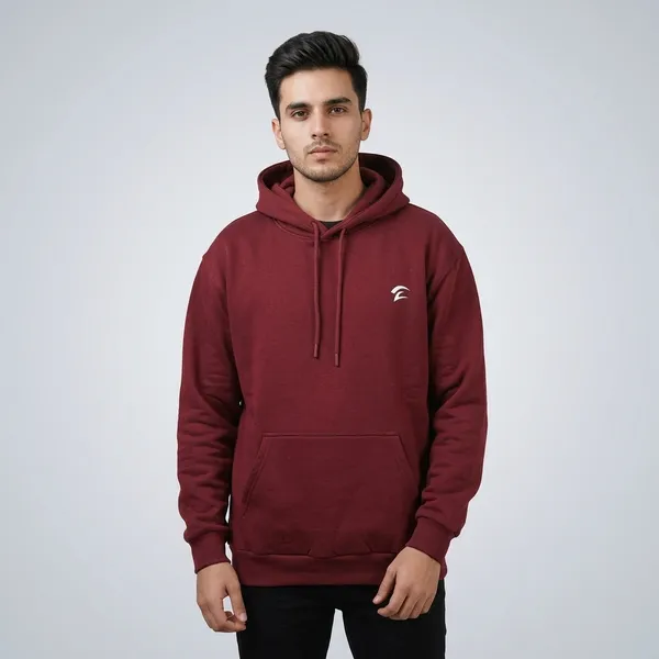 Burgundy_Fleece_Hooded_Sweatshirt_For_Men