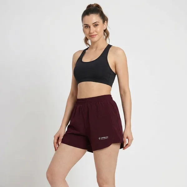 Burgundy_Polyester_Shorts_For_Women