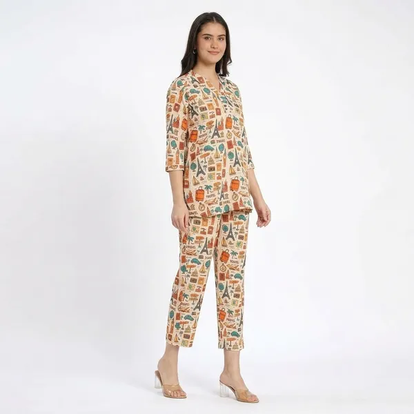 Beige_Crepe_Fabric_Coordinated_Outfit_For_Women
