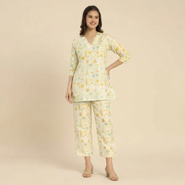 Beige_Crepe_Fabric_Coordinated_Outfit_For_Women