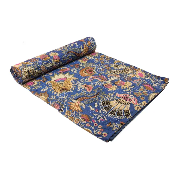 Blue_Comfortable_Handcrafted_Cotton_Kantha_Quilt
