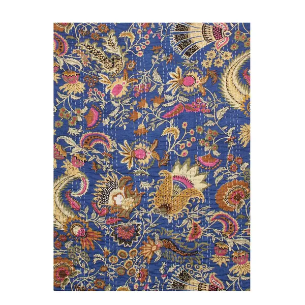 Blue_Comfortable_Handcrafted_Cotton_Kantha_Quilt