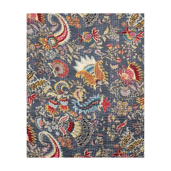 Grey_Comfortable_Handcrafted_Cotton_Kantha_Quilt