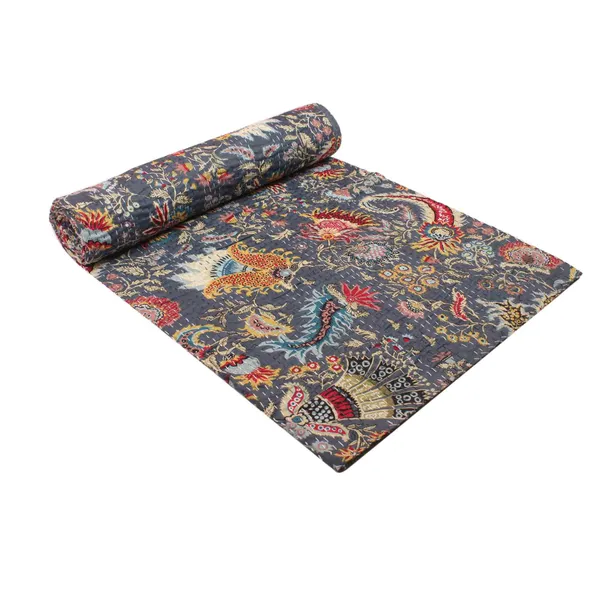 Grey_Comfortable_Handcrafted_Cotton_Kantha_Quilt
