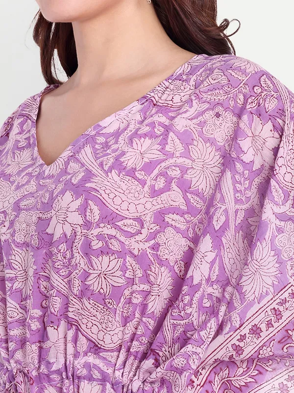 Purple_Handblock_Print_Cotton_Long_Kaftan_For_Women_&_Girls