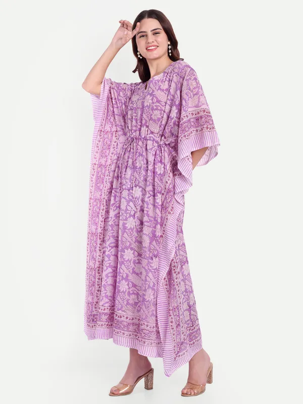 Purple_Handblock_Print_Cotton_Long_Kaftan_For_Women_&_Girls