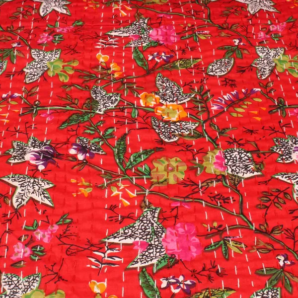 Red_Comfortable_Handcrafted_Cotton_Kantha_Quilt