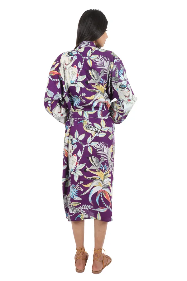 Purple_Monkey_Printed_Cotton_Kimono/_Bathrobe_For_Women_&_Girls