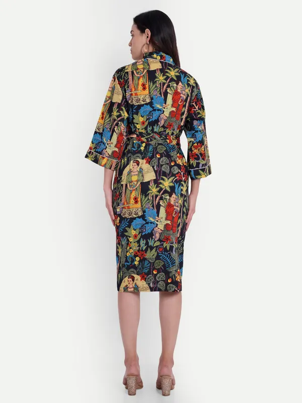 Black_Printed_Cotton_Kimono/_Bathrobe_For_Women_&_Girls
