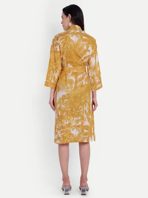 Yellow_Palm_Tree_Printed_Cotton_Kimono/_Bathrobe_For_Women_&_Girls